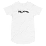 "Elevation/Separation"  Long Body T-Shirt: Black Lettering