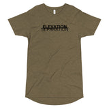 "Elevation/Separation"  Long Body T-Shirt: Black Lettering