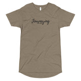 "Journeying The Way" Long Body T-Shirt: Black Lettering