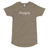 "Journeying The Way" Long Body T-Shirt: White Lettering