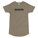 "Elevation/Separation"  Long Body T-Shirt: Black Lettering