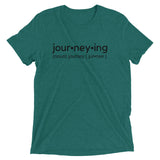 "Journeying Verb" Soft-Blend Unisex T-Shirt: Black Lettering