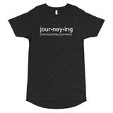 "Journeying Verb" Long Body T-Shirt: White Lettering