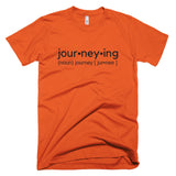 Neon "Journeying Verb" Soft-Blend Unisex T-Shirt: Black Lettering