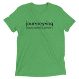 "Journeying Verb" Soft-Blend Unisex T-Shirt: Black Lettering