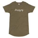 "Journeying The Way" Long Body T-Shirt: White Lettering