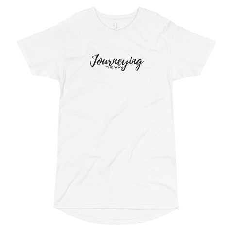 "Journeying The Way" Long Body T-Shirt: Black Lettering