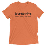 "Journeying Verb" Soft-Blend Unisex T-Shirt: Black Lettering