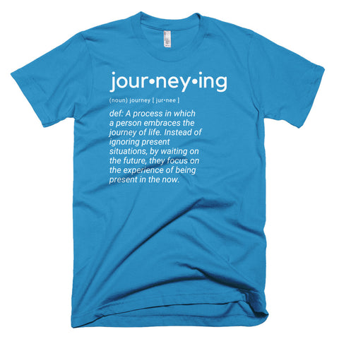 Neon "Journeying Definition" Soft-Blend Unisex T-Shirt: White Lettering