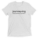 "Journeying Verb" Soft-Blend Unisex T-Shirt: Black Lettering