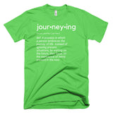 Neon "Journeying Definition" Soft-Blend Unisex T-Shirt: White Lettering