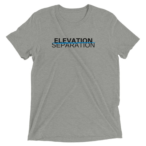 Blue "Elevation/Separation" Soft-Blend Unisex T-Shirt: Black Lettering