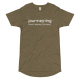 "Journeying Verb" Long Body T-Shirt: White Lettering